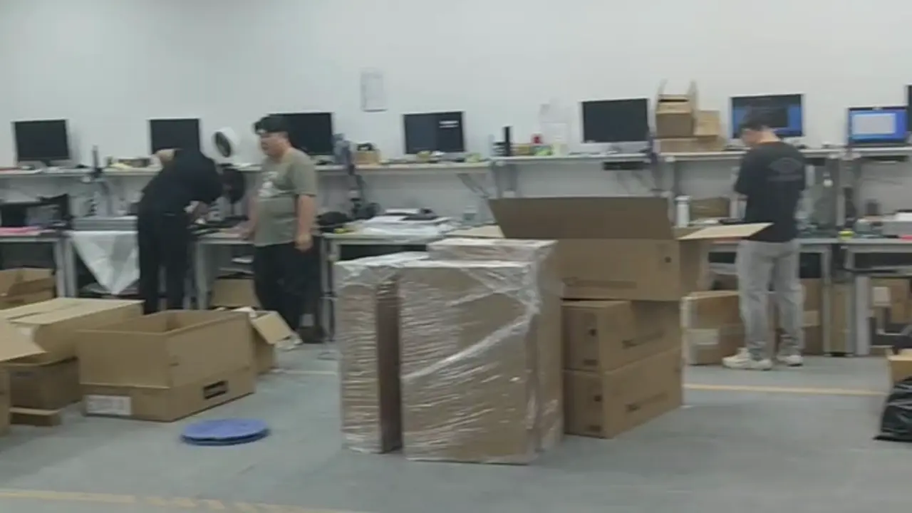 Hardware being packed and tested before shipping